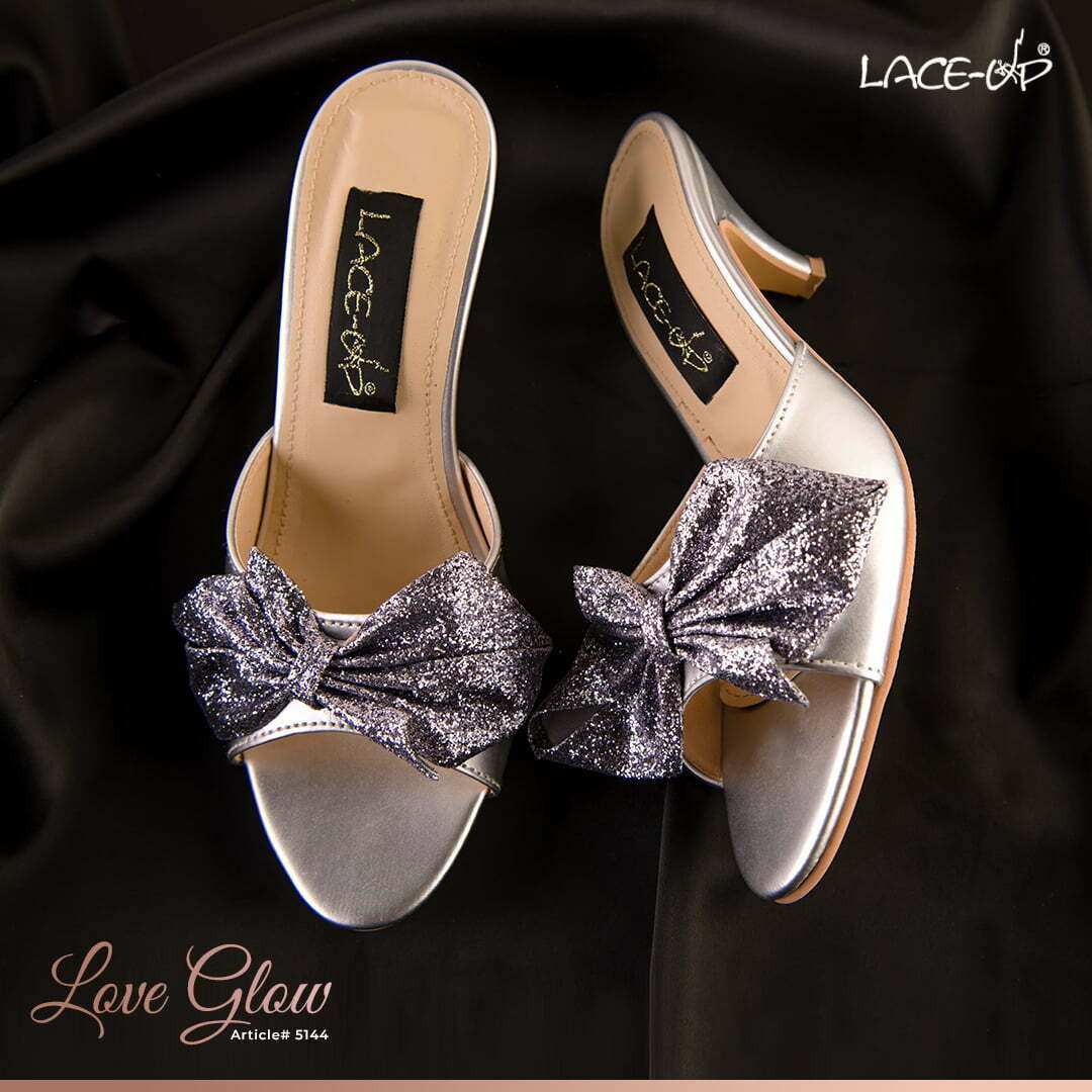Lace Up Love Glow-Silver Heel