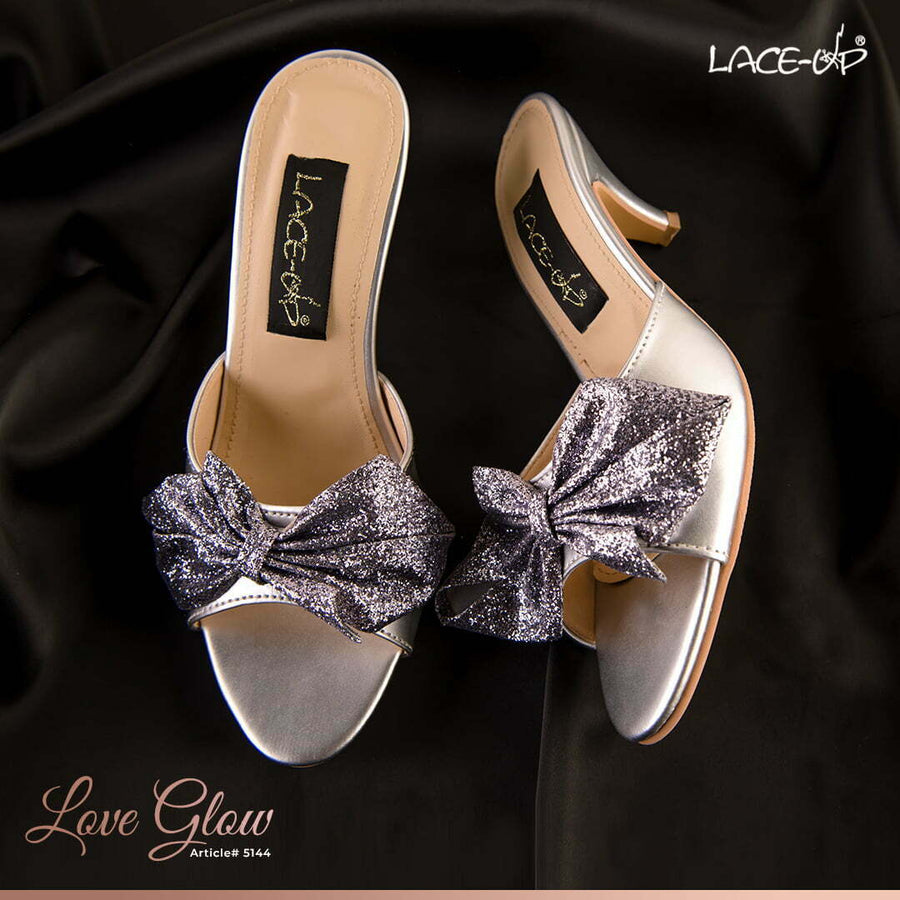 Lace Up Love Glow-Silver Heel