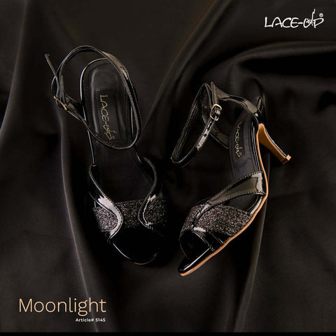 Lace Up Moonlight-Black Heel