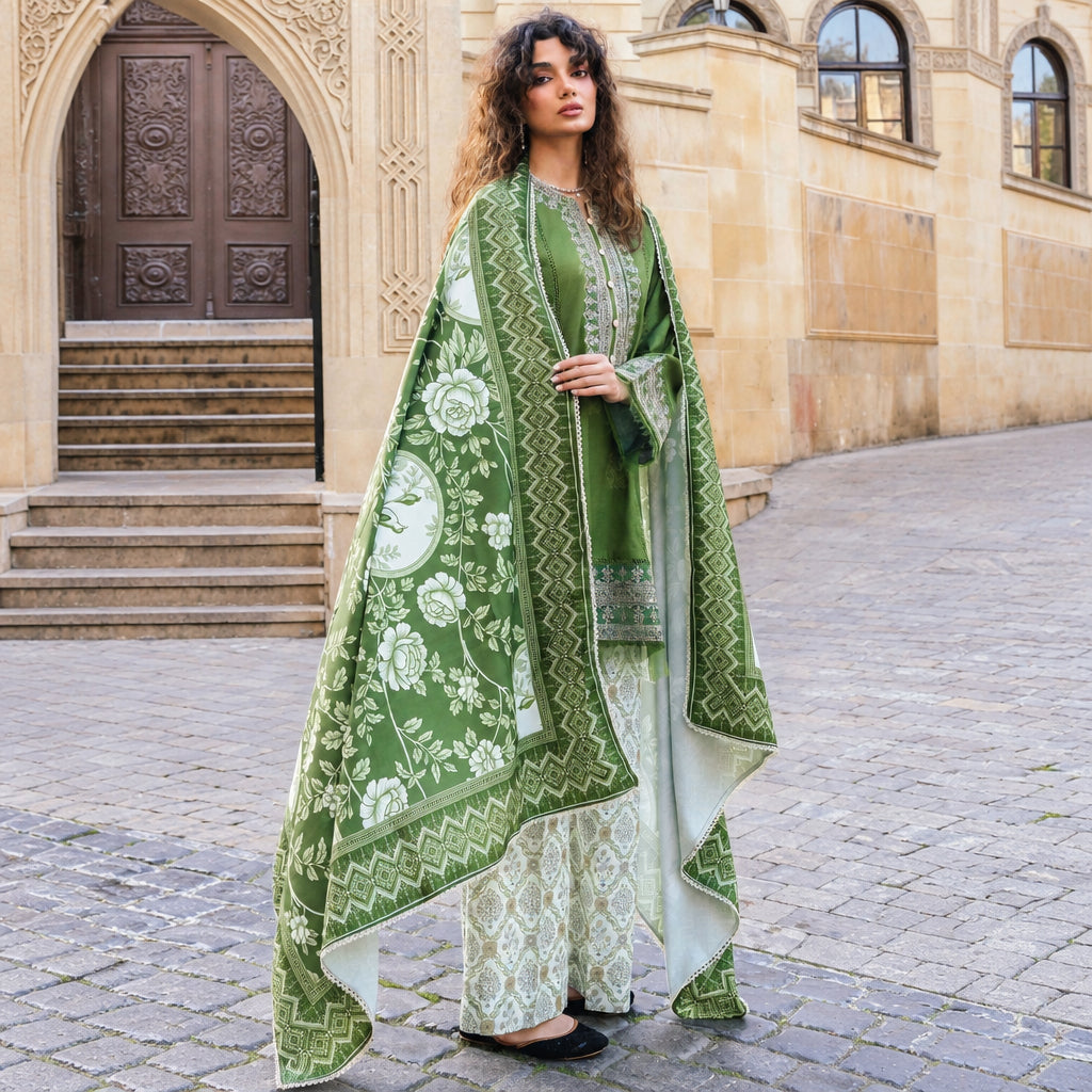 Meerak Stitched 3 piece Embroidered Suit - Elan