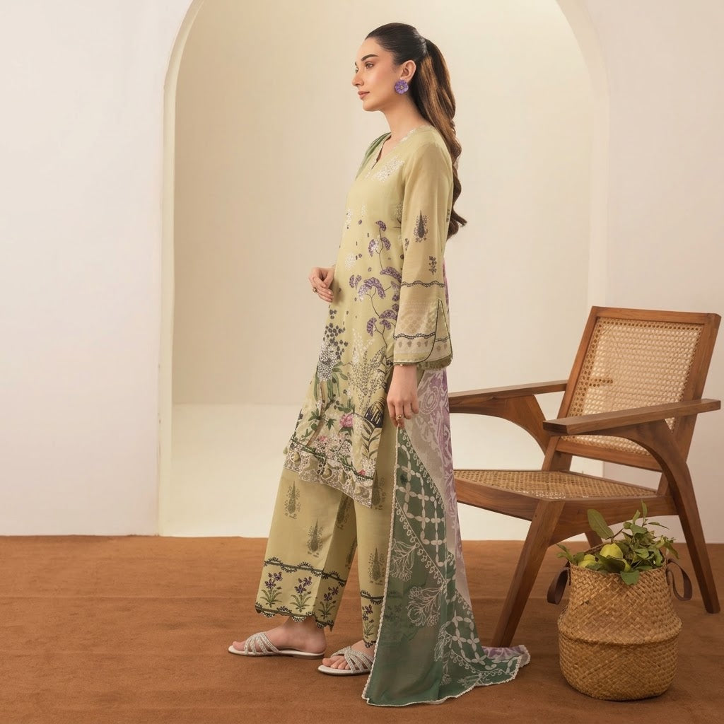 Meerak Stitched 3 piece Embroidered Suit - DL-04