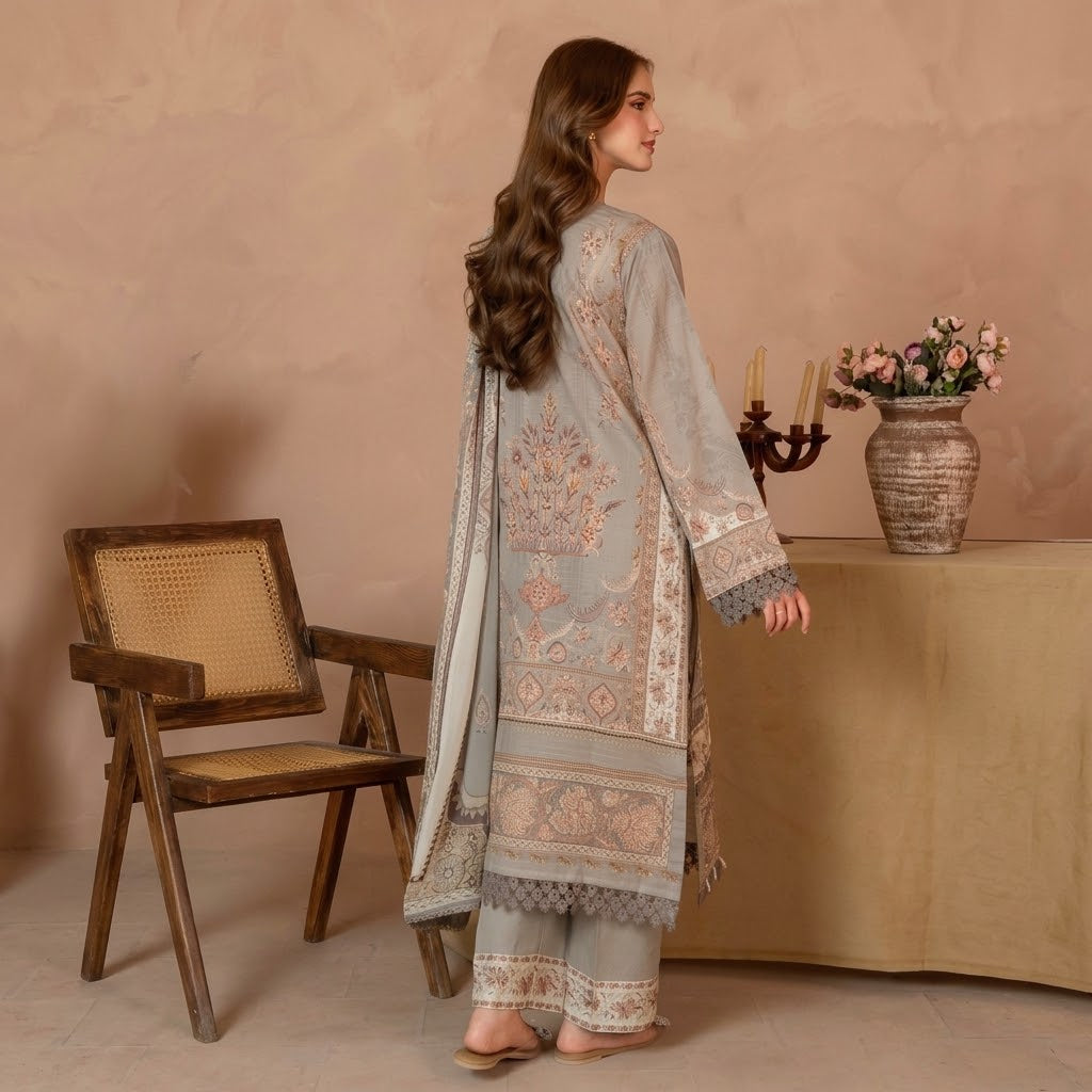 Meerak Stitched 3 piece Embroidered Suit - ILARIA