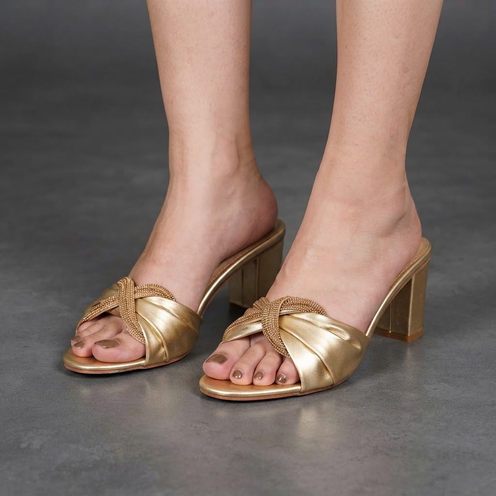 Lace Up Obsessed Gold Heel