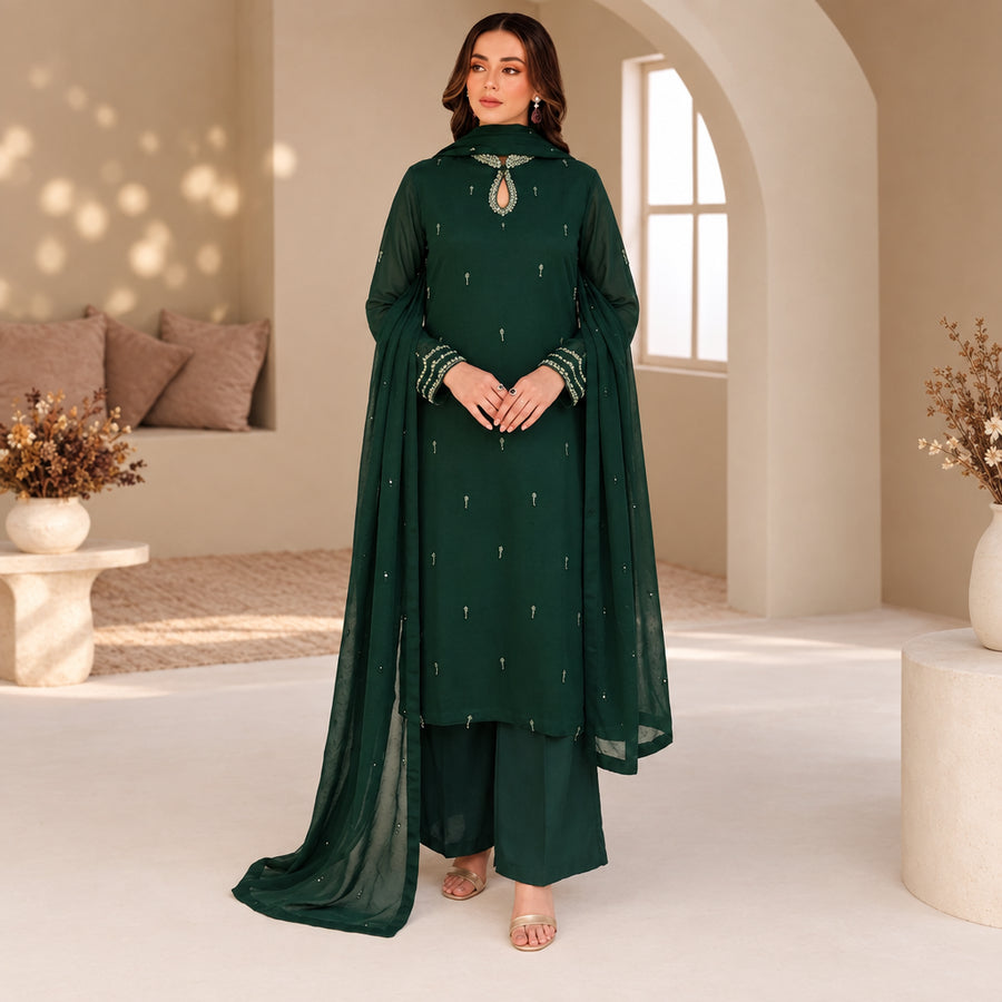 Laal Clothing 3 Piece Stitched Luxury Embroidered Suit - ILC-094