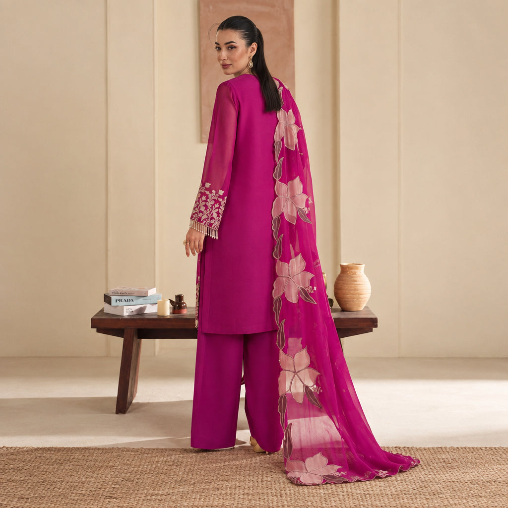 Laal Clothing 3 Piece Stitched Luxury Embroidered Suit - ILC-107