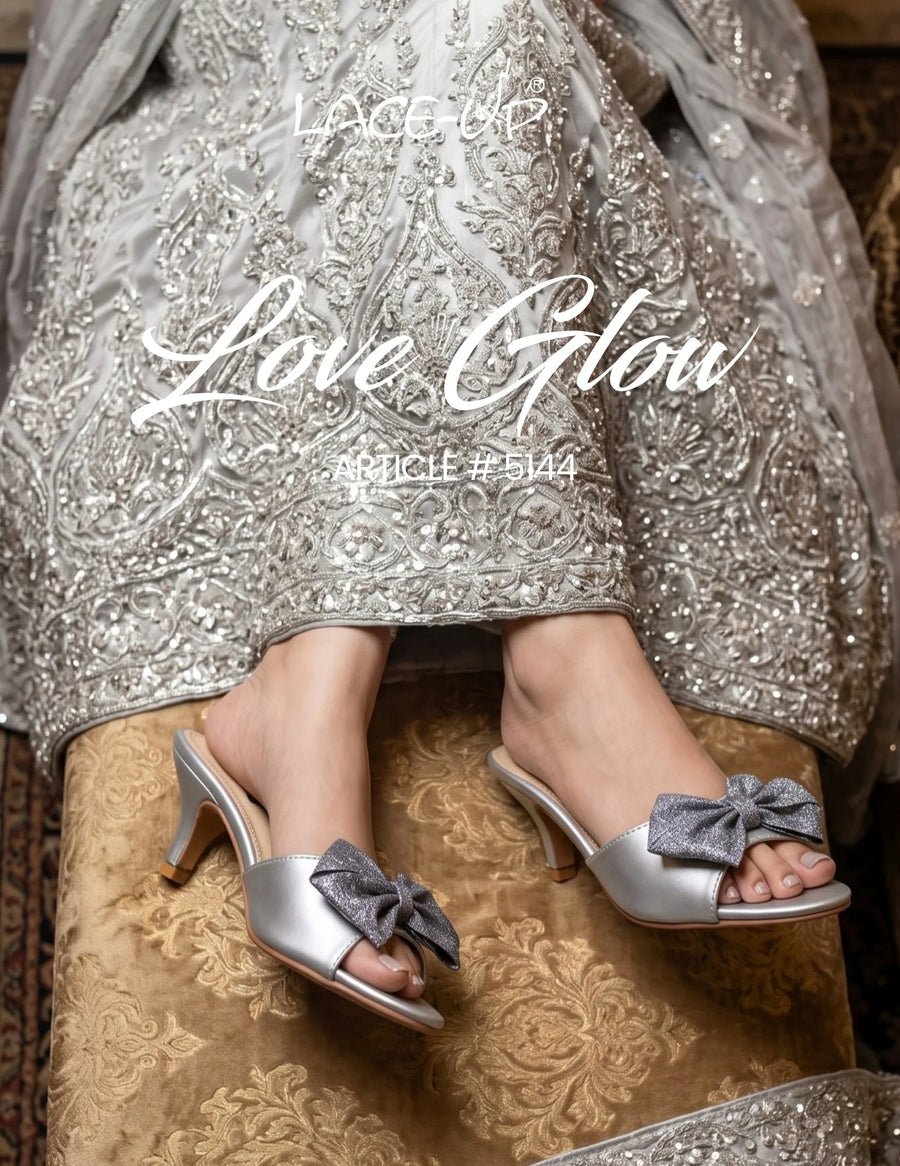 Lace Up Love Glow-Silver Heel