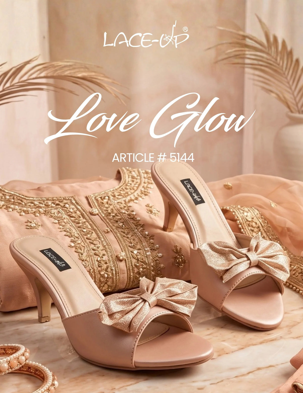 Lace Up Love Glow-Golden Heel