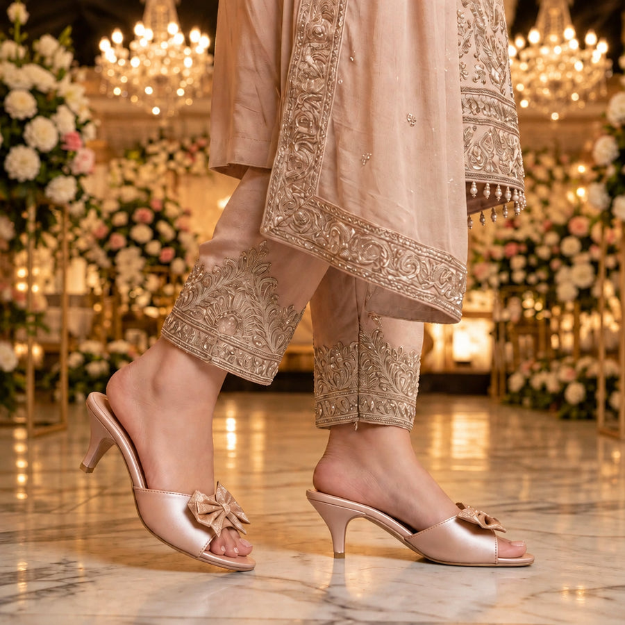 Lace Up Love Glow-Golden Heel