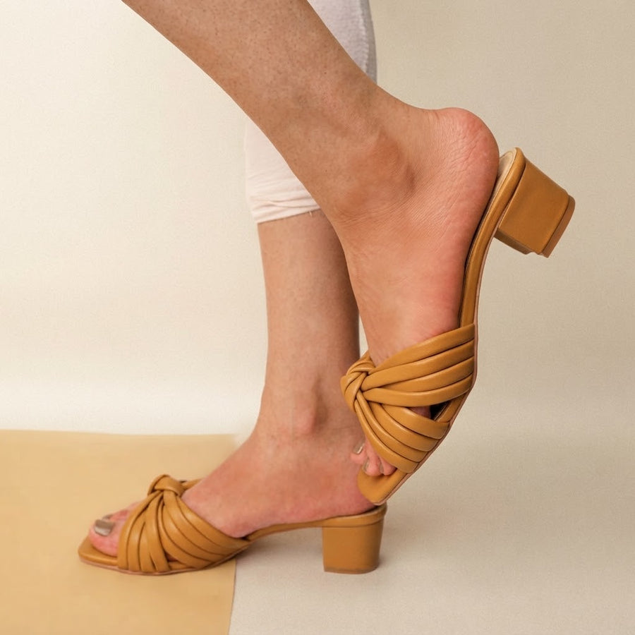 Lace Up Lady Bold-Mustard Flat Sandals