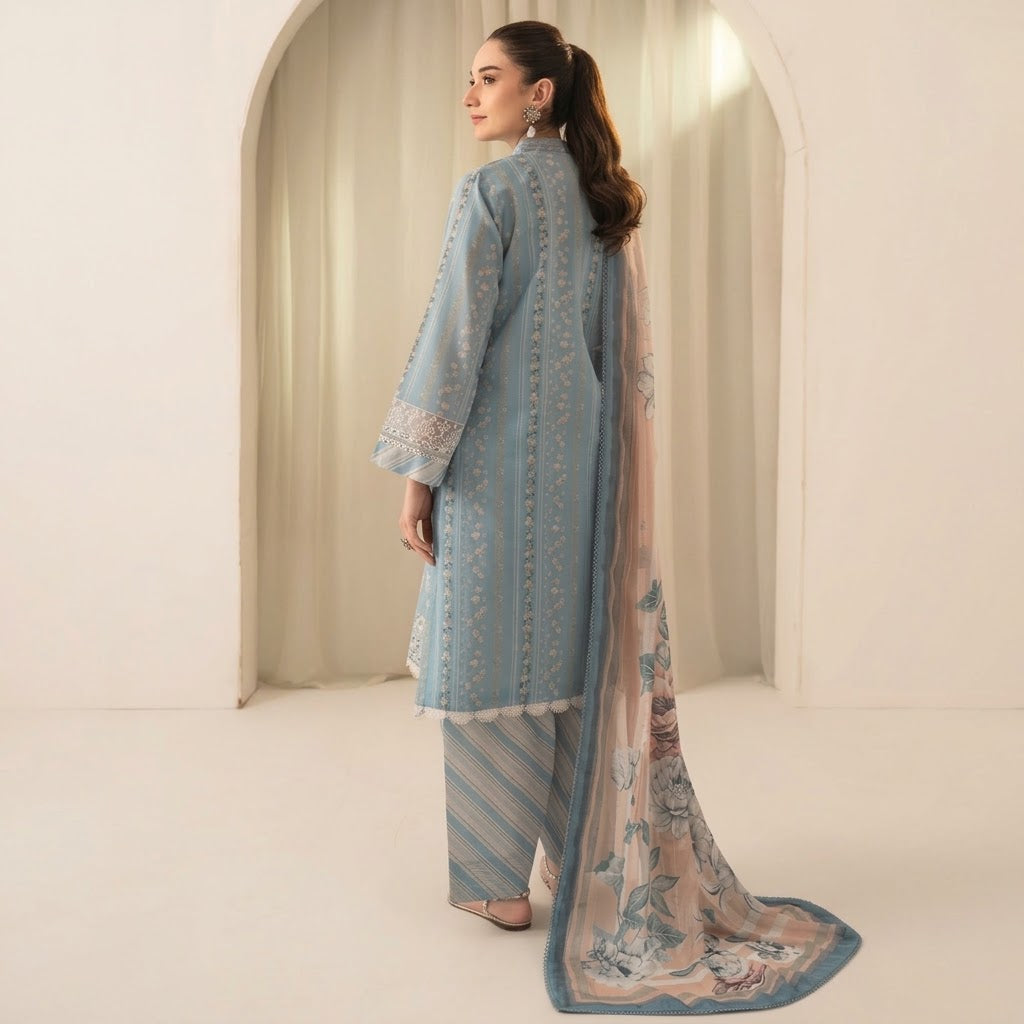 Meerak Stitched 3 piece Embroidered Suit - DL-02