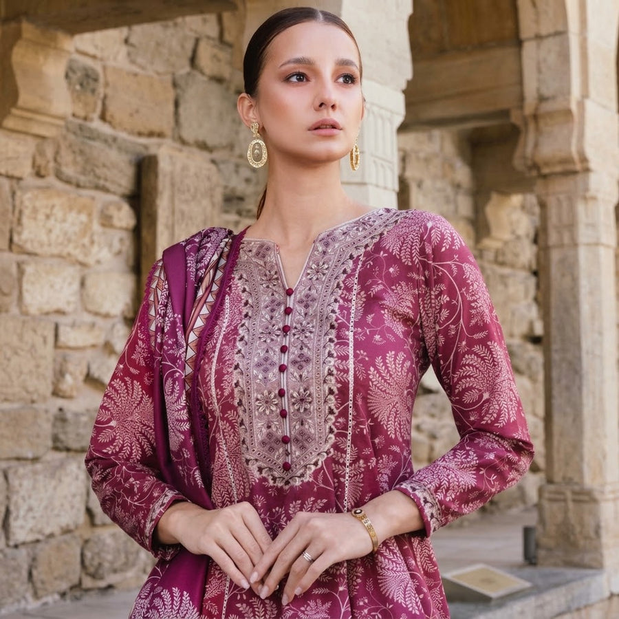 Meerak Stitched 3 piece Embroidered Suit - Amaris