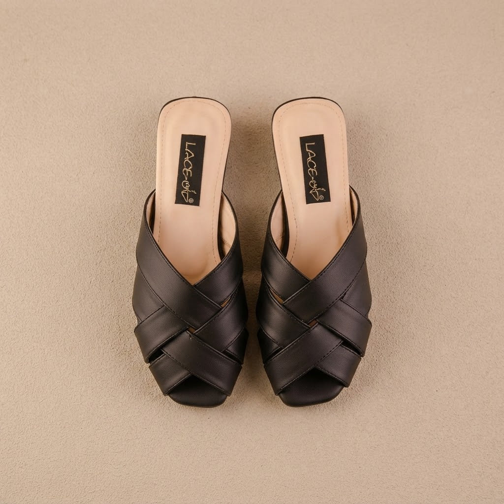 Lace Up Grace Black Flat