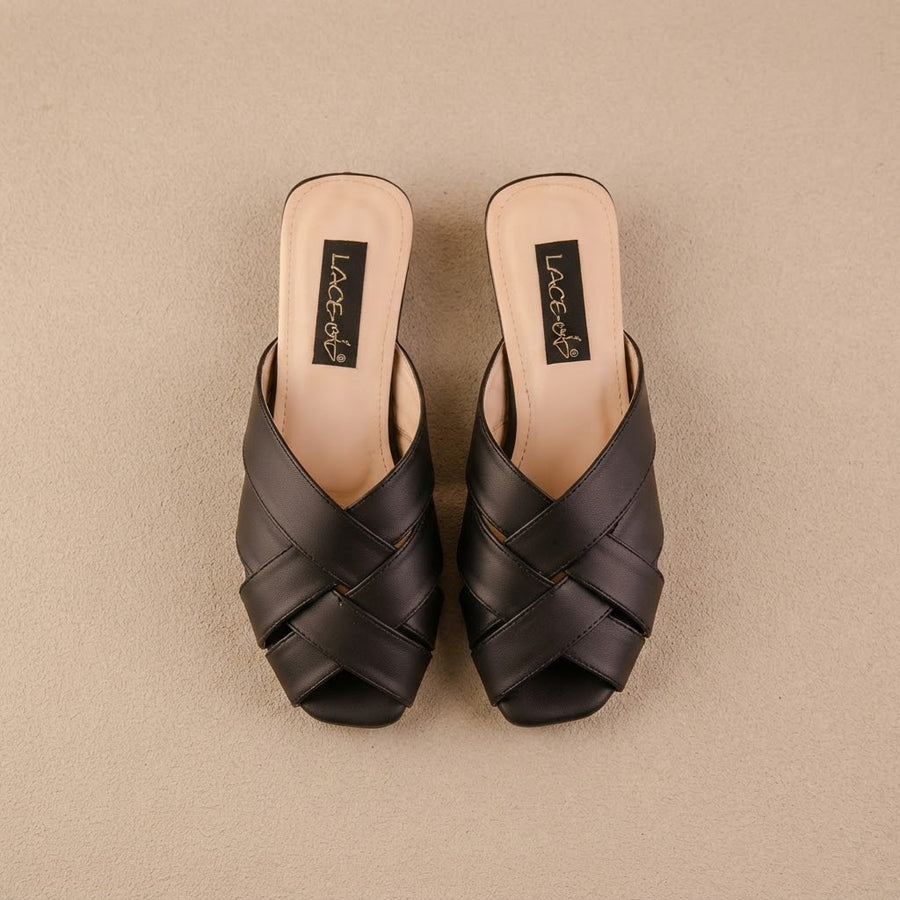 Lace Up Grace Black Flat