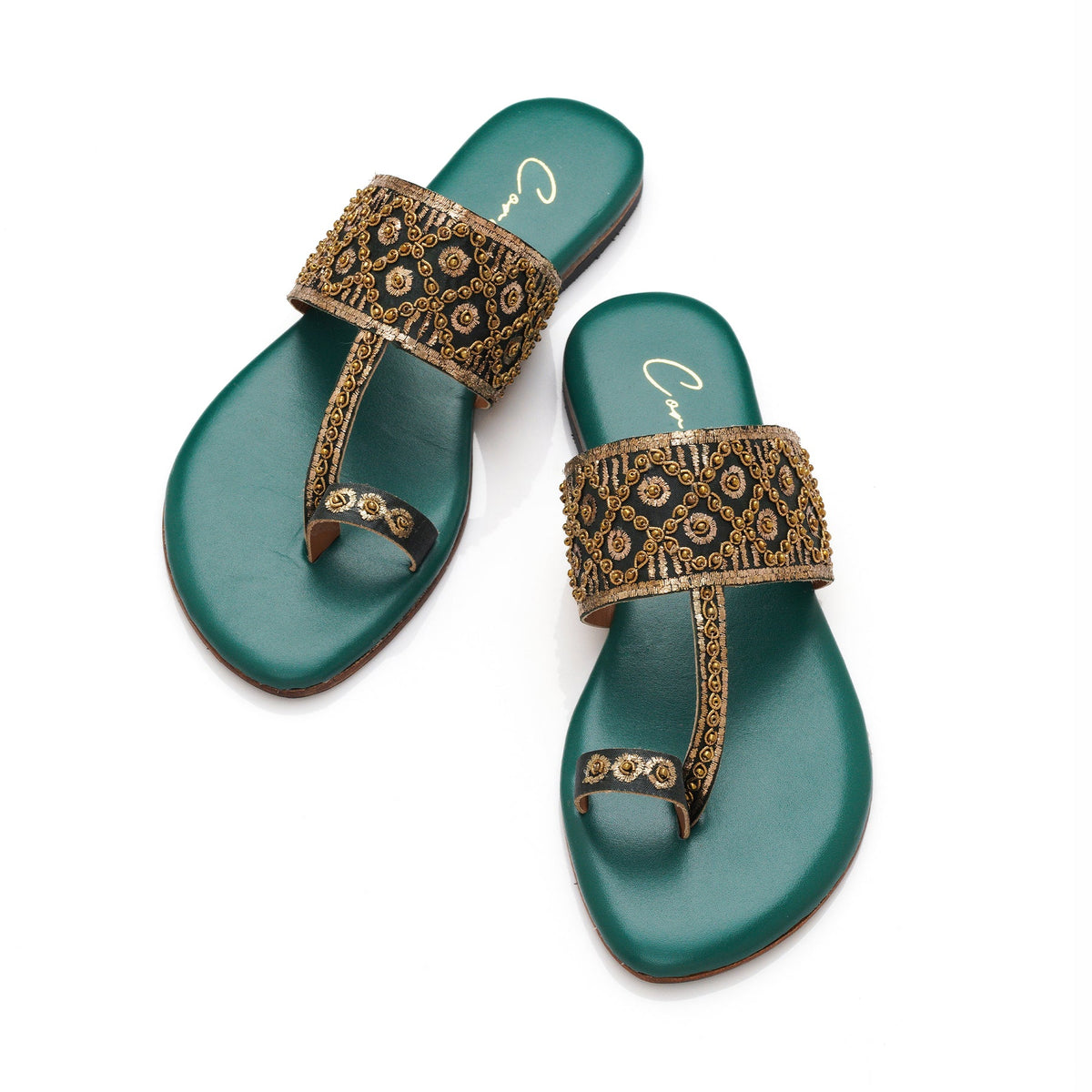 Corio Casual Wear Naqsh Green Kolhapuri