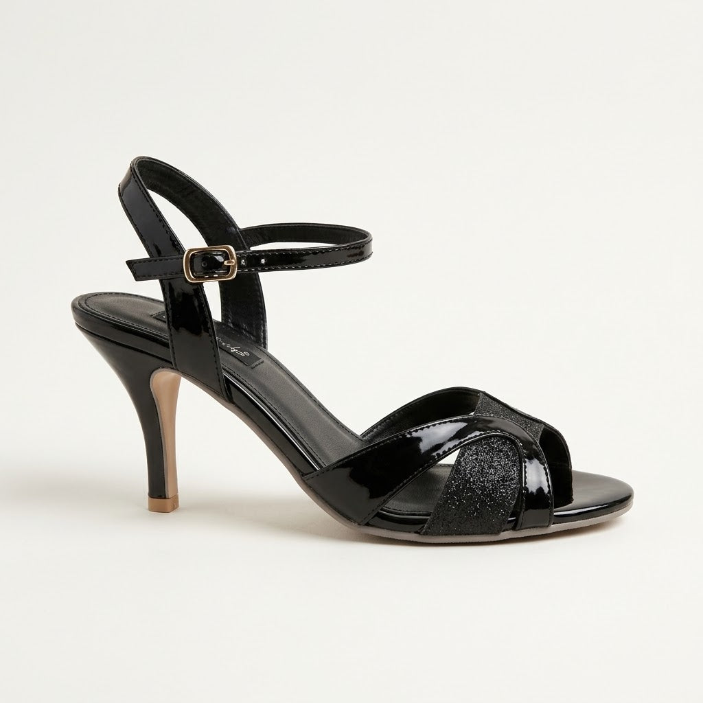Lace Up Moonlight-Black Heel