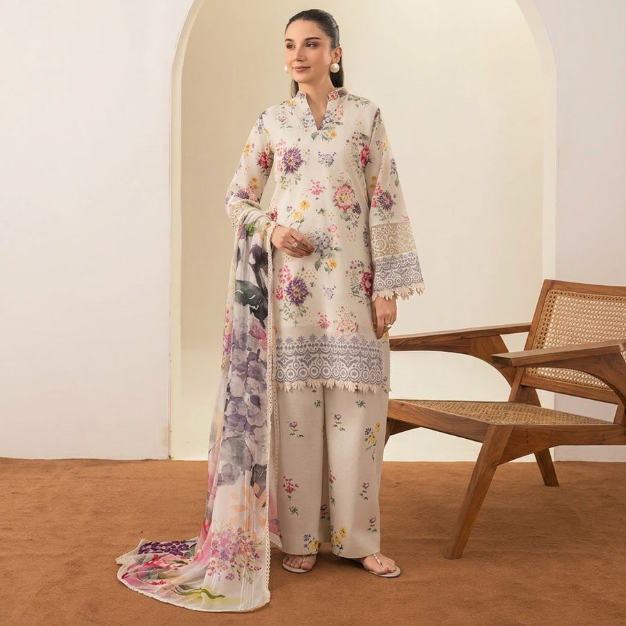 Meerak Stitched 3 piece Embroidered Suit - DL-01