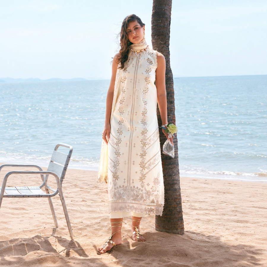 Izel Apparel 3 Piece Unstitched Embroidered Suit Alyana