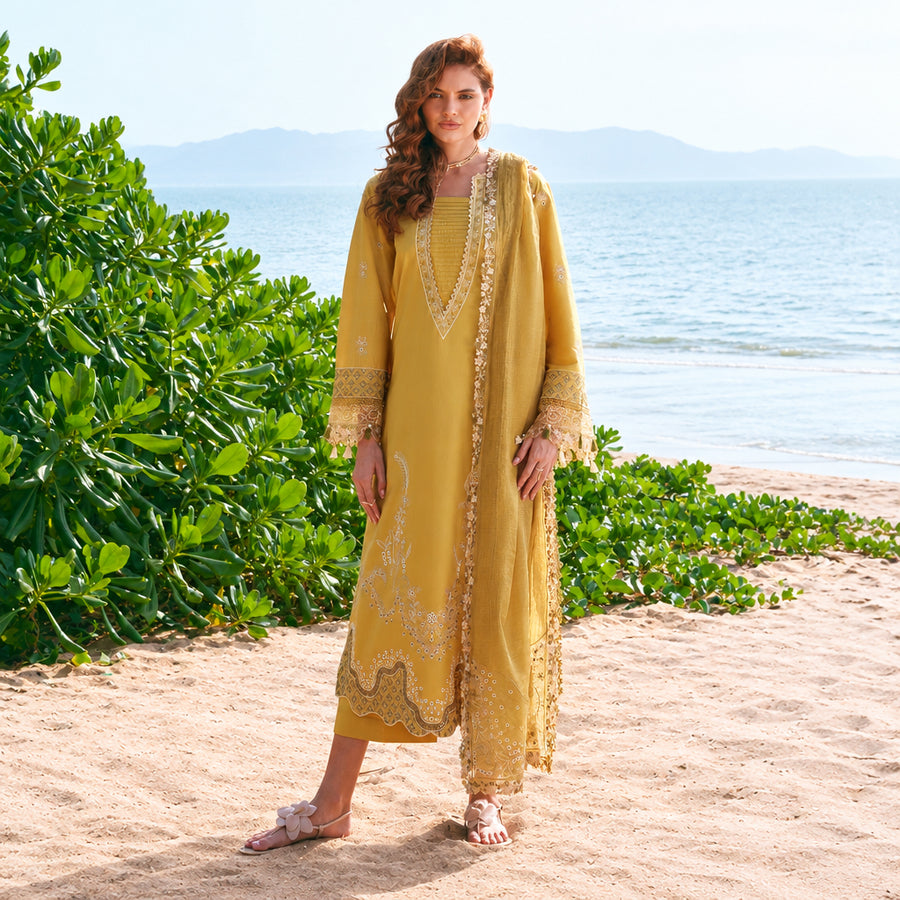 Izel Apparel 3 Piece Unstitched Embroidered Suit Amayah