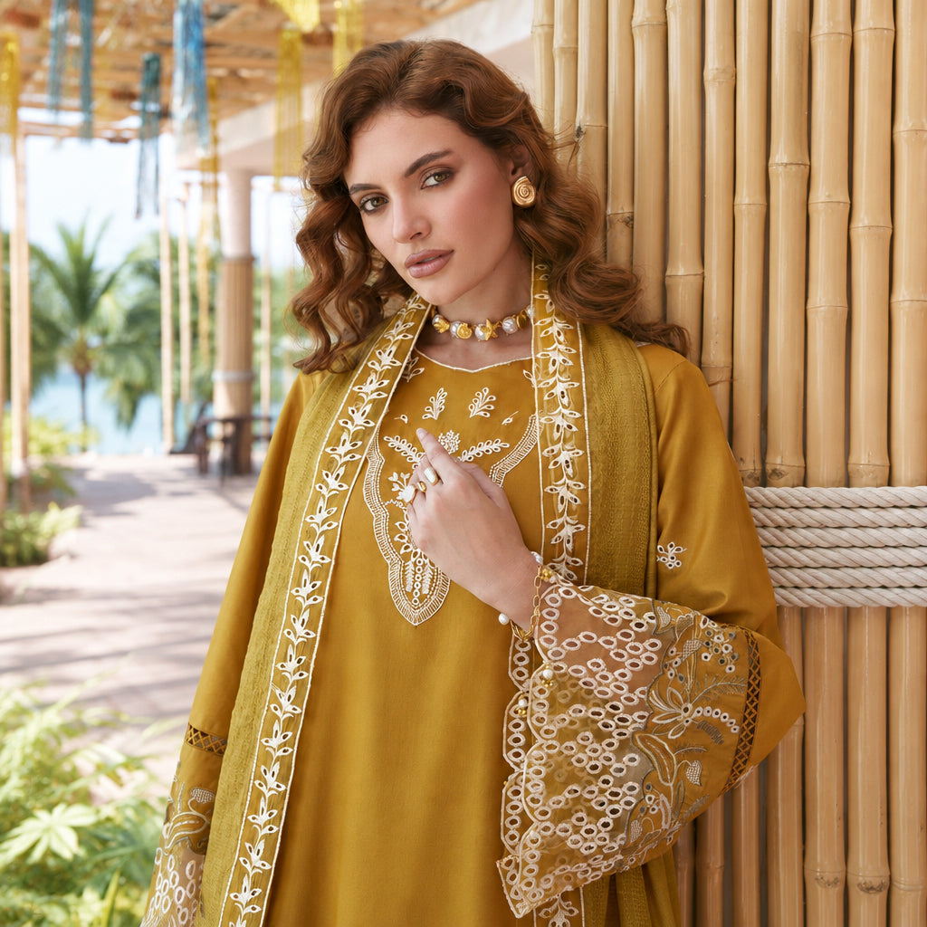 Izel Apparel 3 Piece Unstitched Embroidered Suit Aylin