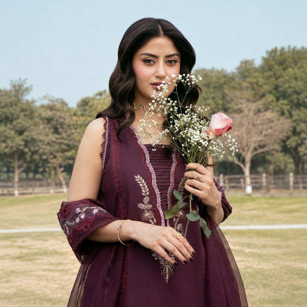 Izel Apparel 3 Piece Unstitched Embroidered Suit Anaya