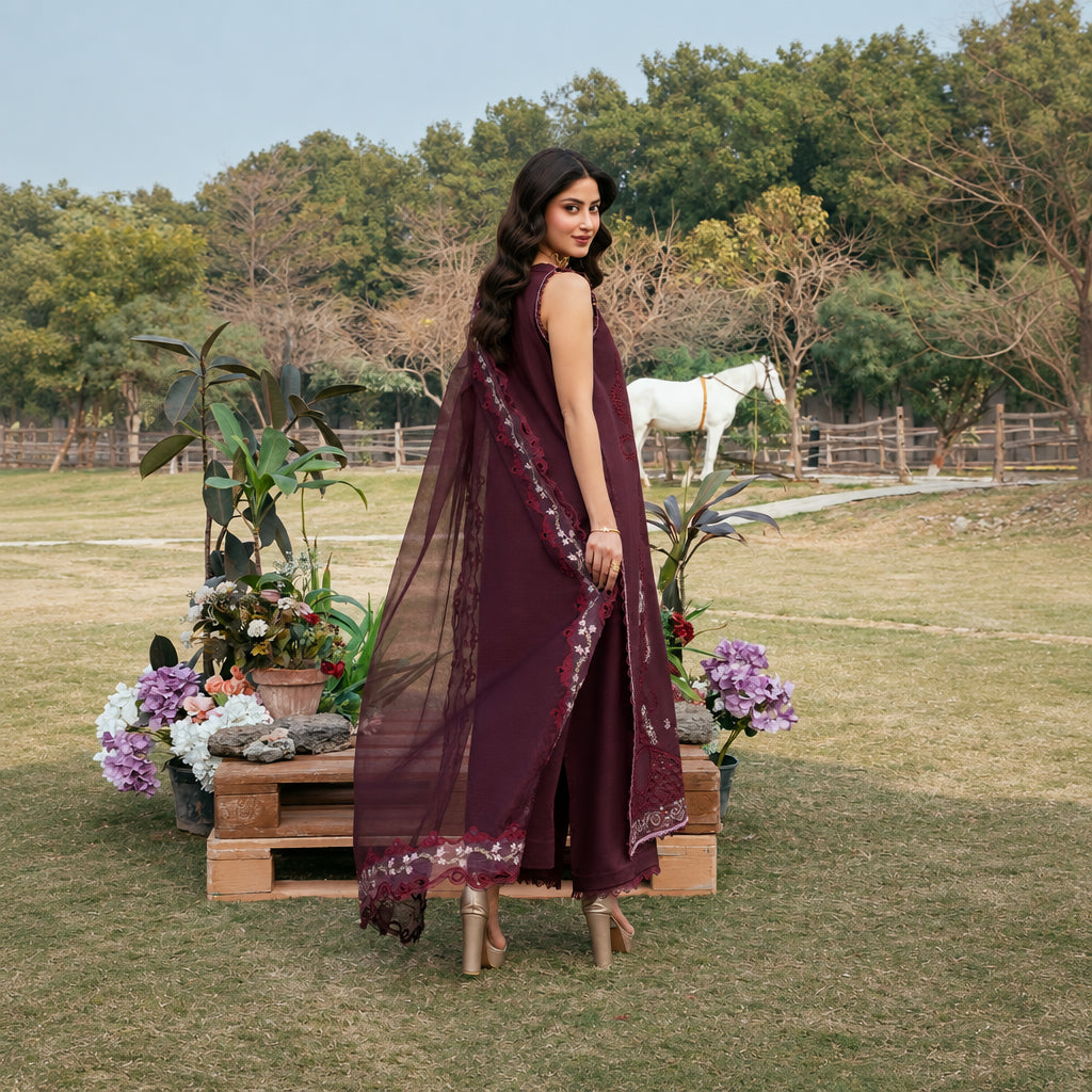 Izel Apparel 3 Piece Unstitched Embroidered Suit Anaya