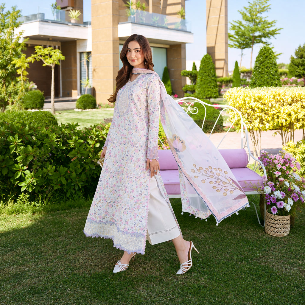 Izel Apparel 3 Piece Unstitched Embroidered Suit-Ciel
