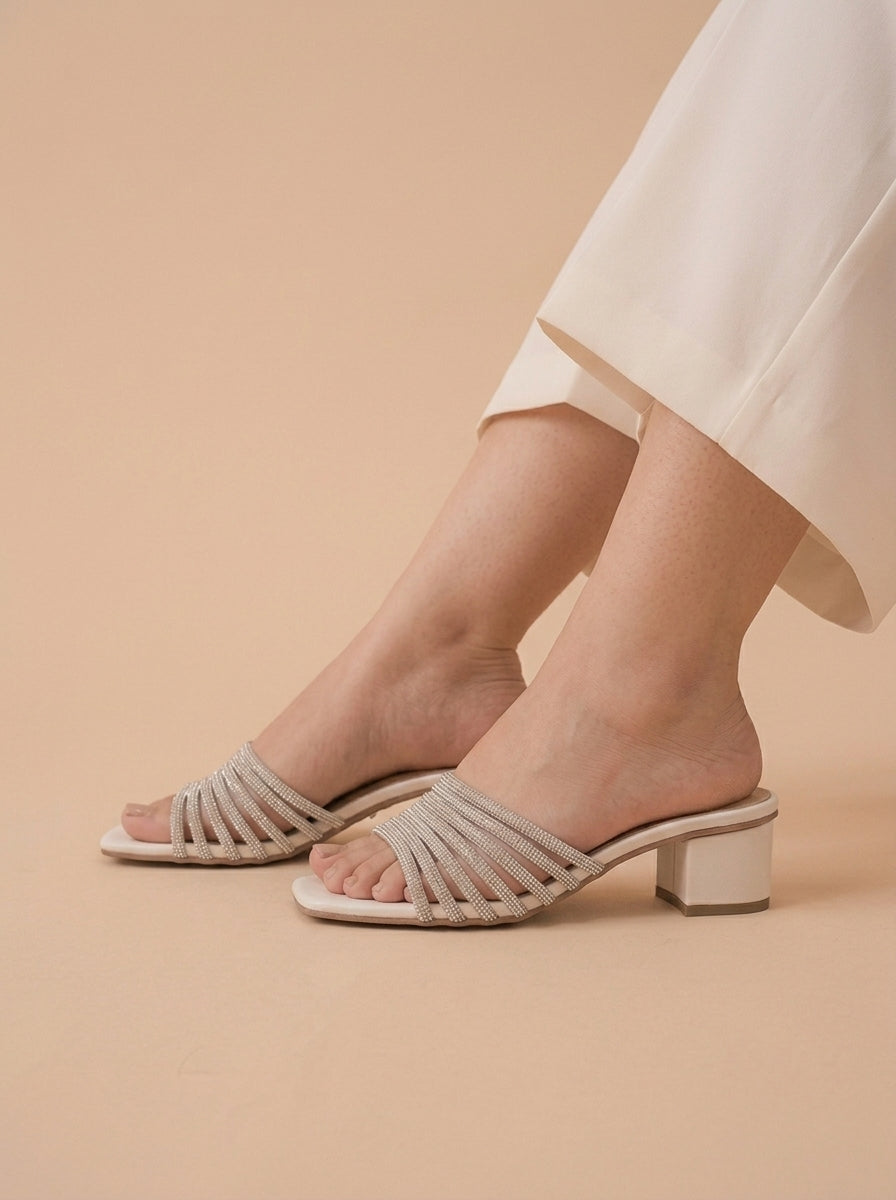 The Leaf Stardust White Heels