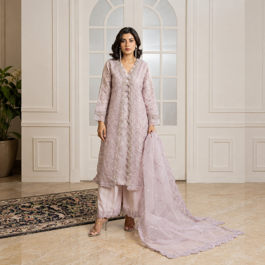 Manahil’s 3-Piece Stitched Luxury Wear Suit – Lavienne Charm