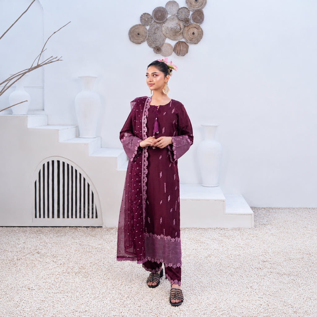 Nayab Studio 3 Piece Stitched Luxury Wear Suit - Amethyst