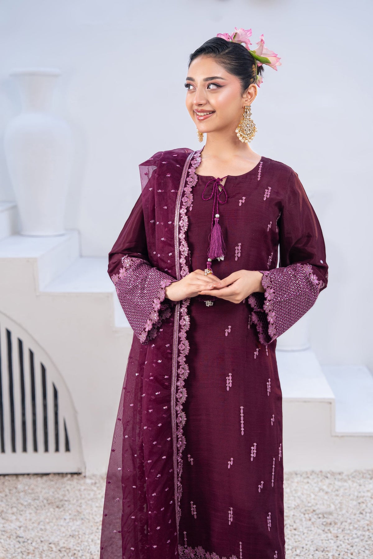 Nayab Studio 3 Piece Stitched Luxury Wear Suit - Amethyst