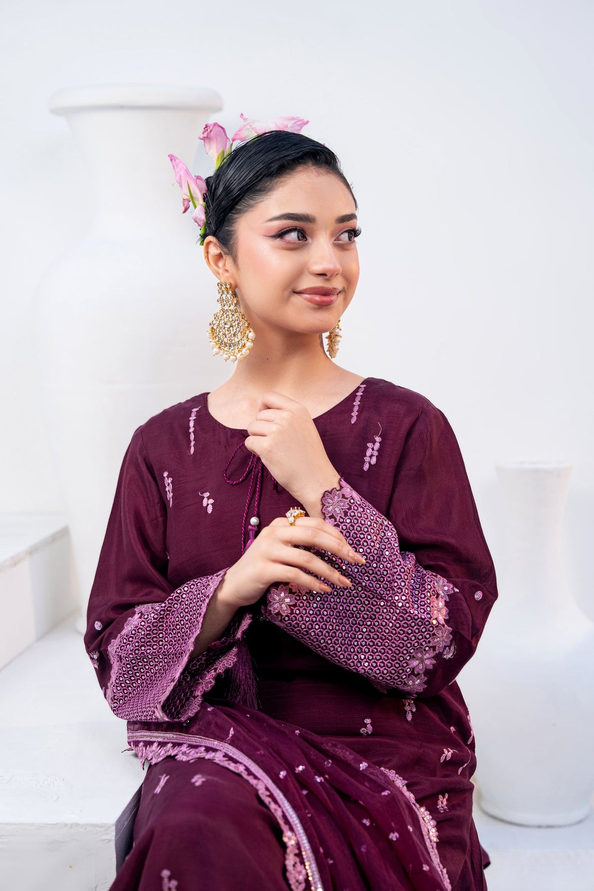 Nayab Studio 3 Piece Stitched Luxury Wear Suit - Amethyst