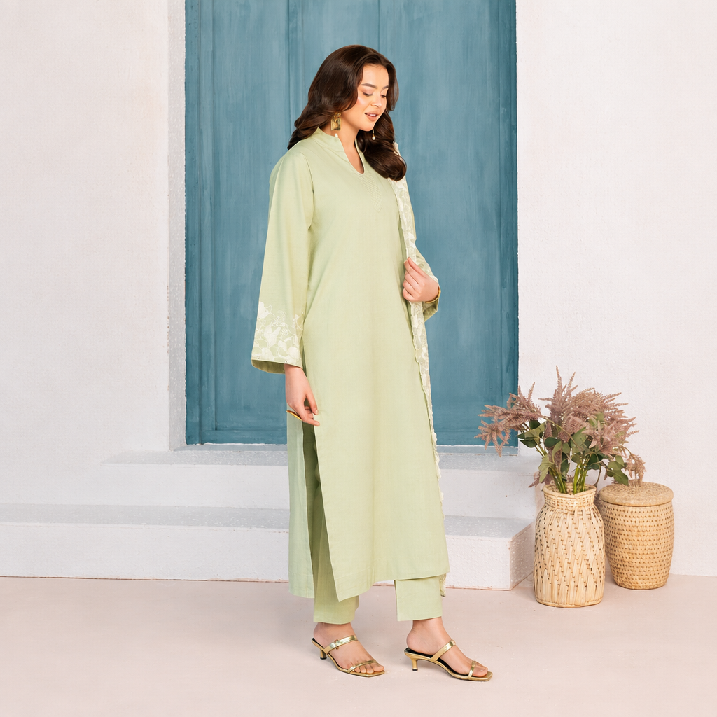 Divinely Crafted 3 piece Embroidered Stitched Suit