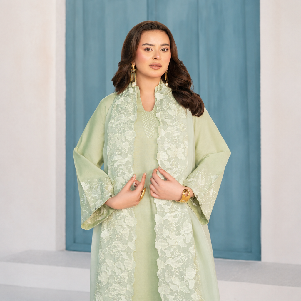 Divinely Crafted 3 piece Embroidered Stitched Suit