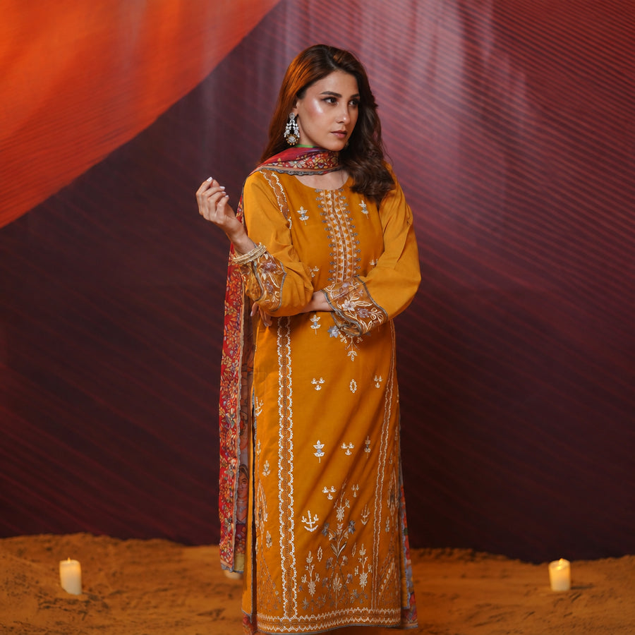 Nayab Studio 3 Piece Stitched Luxury Wear Suit - Sahara