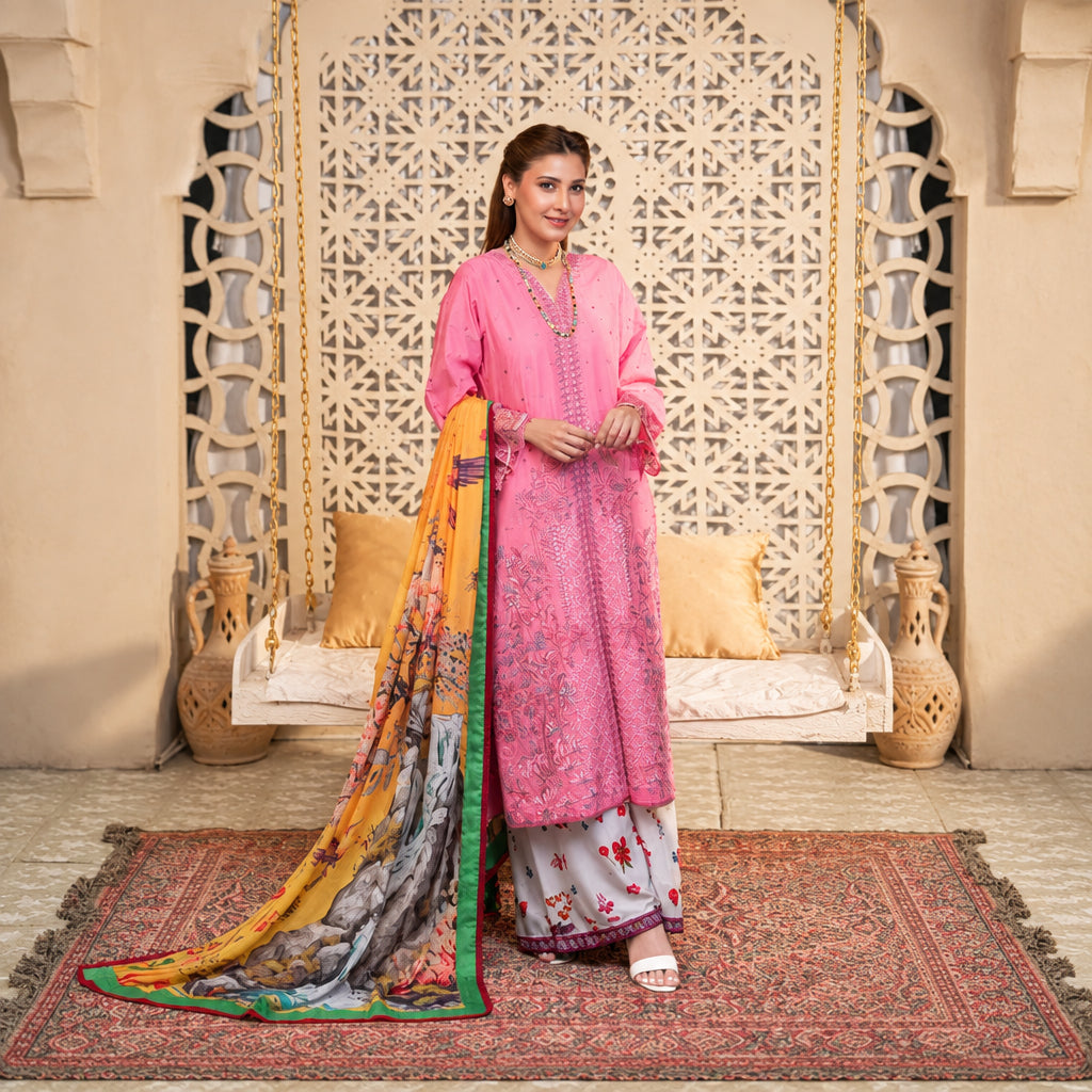 Nayab Studio 3 Piece Stitched Luxury Wear Suit - Dune