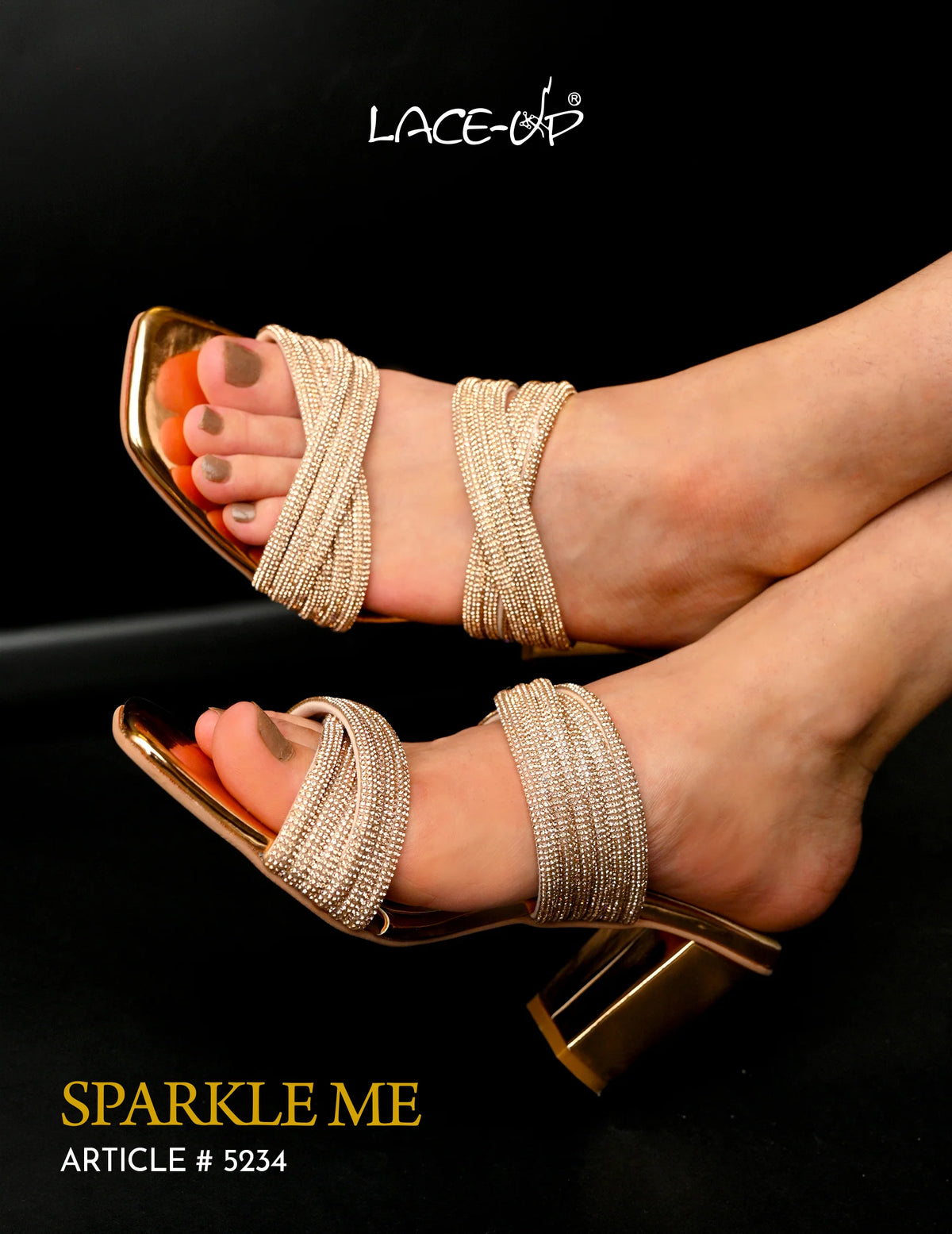 Lace Up Sparkle Me-Rose Heel