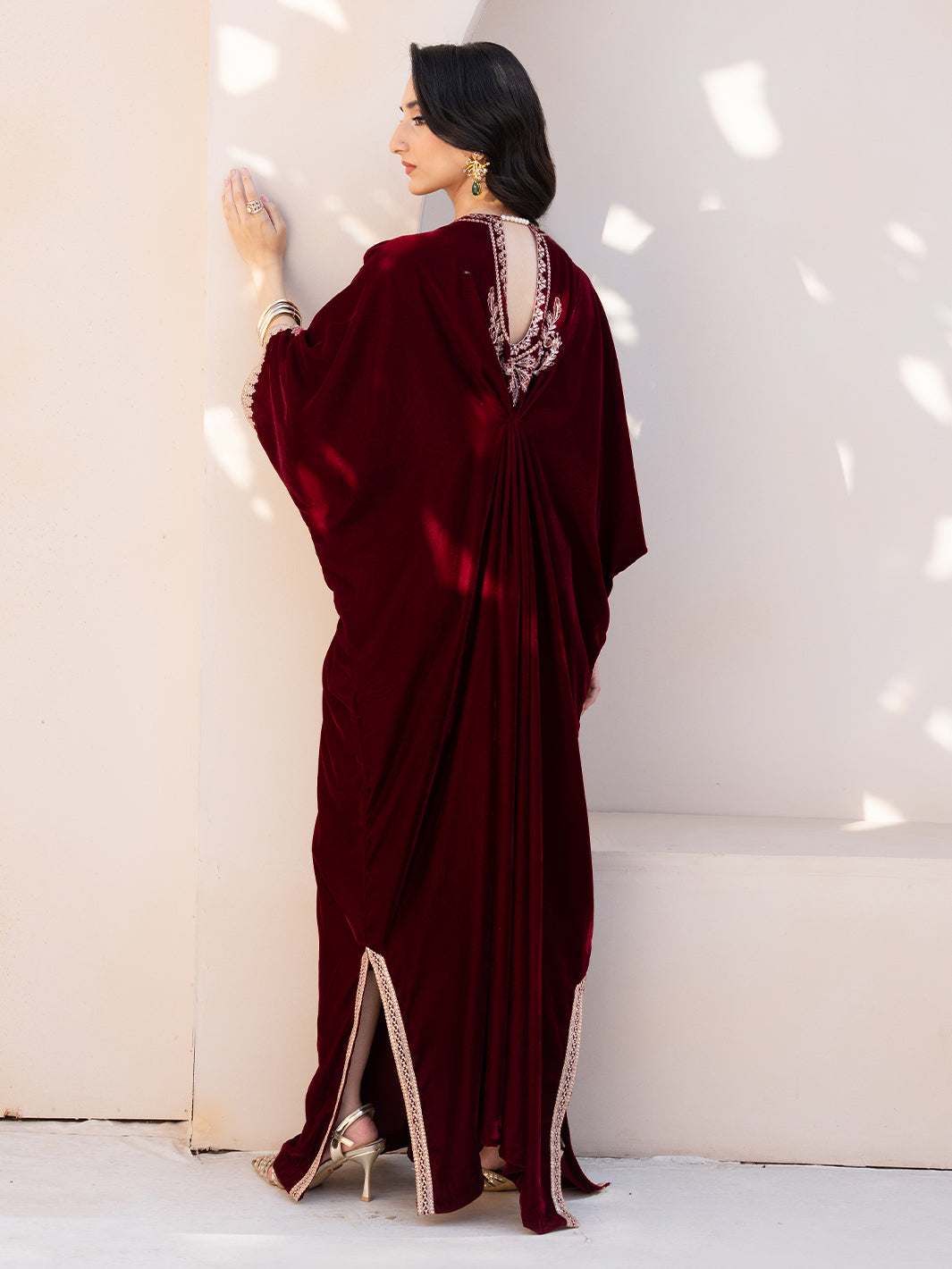 Izel Apparel 3 Piece Stitched Embroidered Suit Merlot