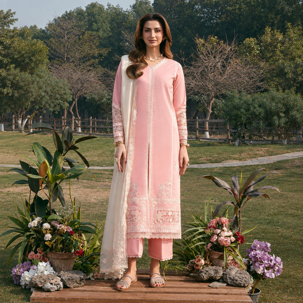 Izel Apparel 3 Piece Unstitched Embroidered Suit Noorin