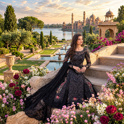 3 Piece Stitched Luxury Wear Suit - Noire