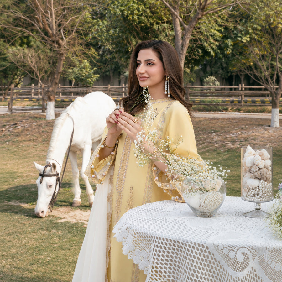 Izel Apparel 3 Piece Unstitched Embroidered Suit Roohi