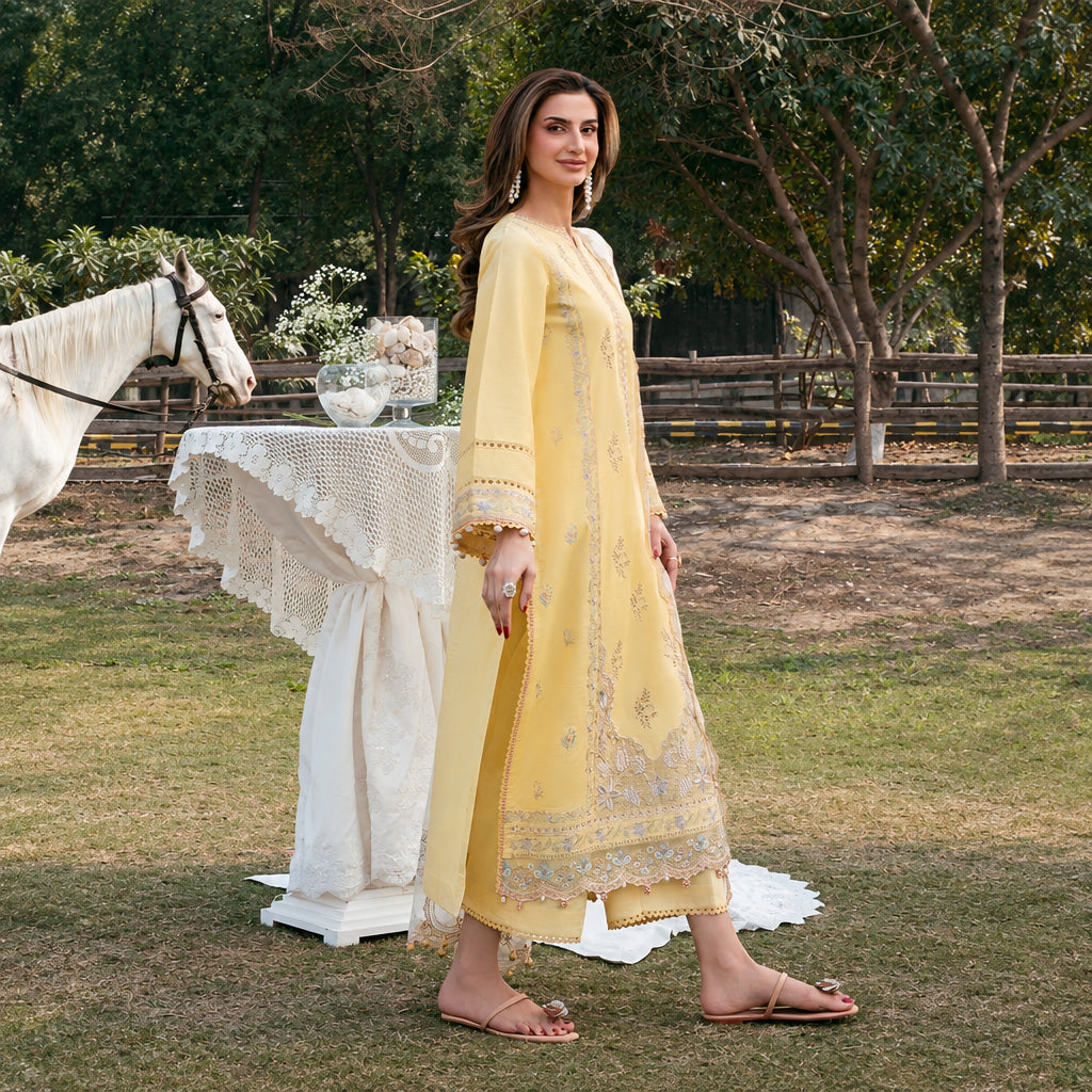Izel Apparel 3 Piece Unstitched Embroidered Suit Roohi