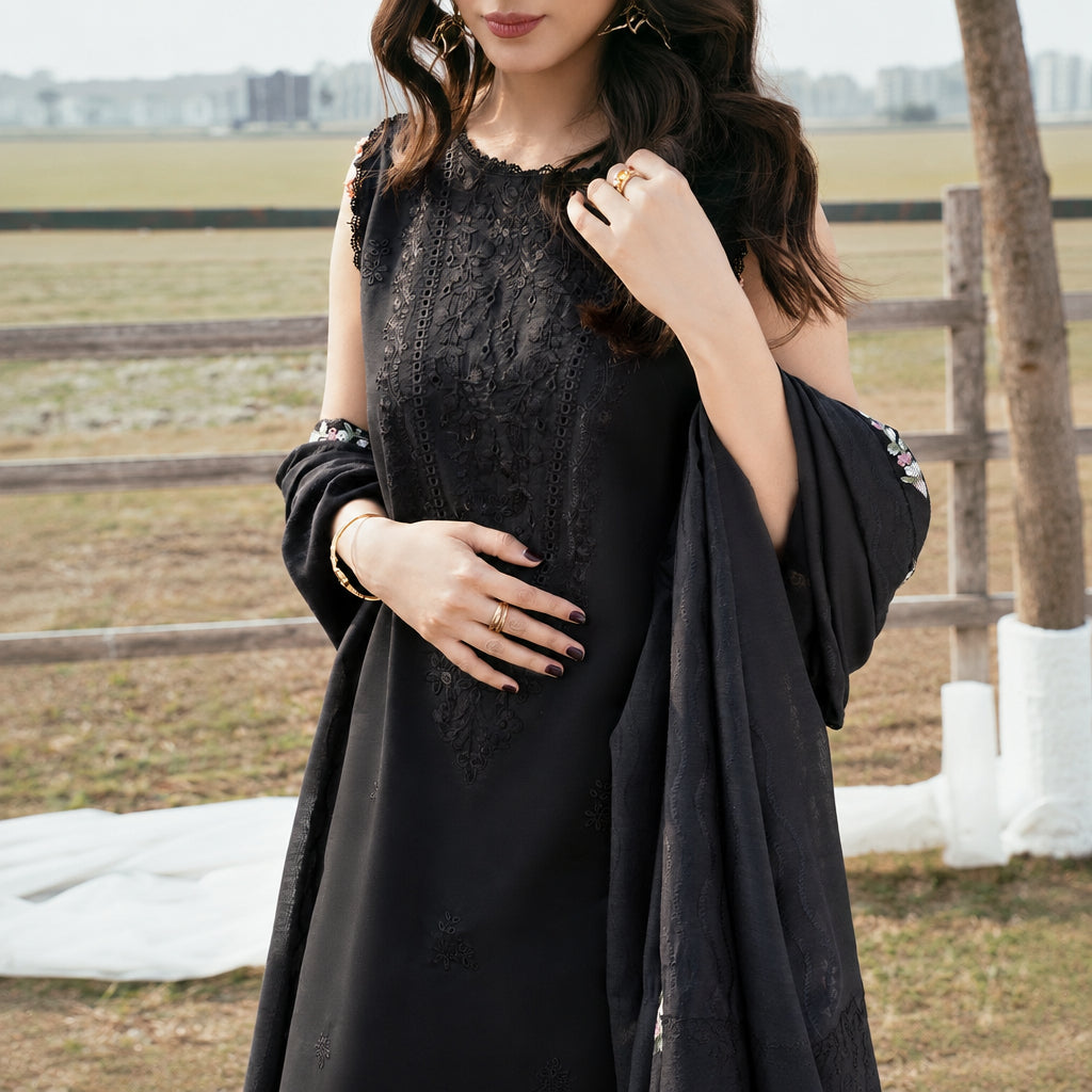 Izel Apparel 3 Piece Unstitched Embroidered Suit Sheharbano