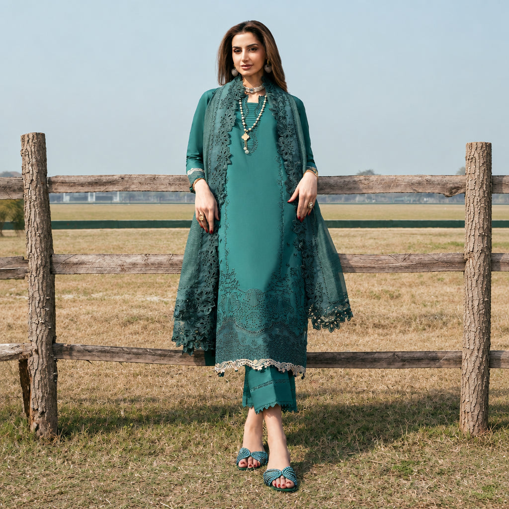 Izel Apparel 3 Piece Unstitched Embroidered Suit Shehnai