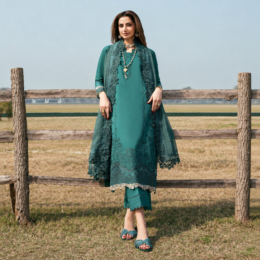 Izel Apparel 3 Piece Unstitched Embroidered Suit Shehnai