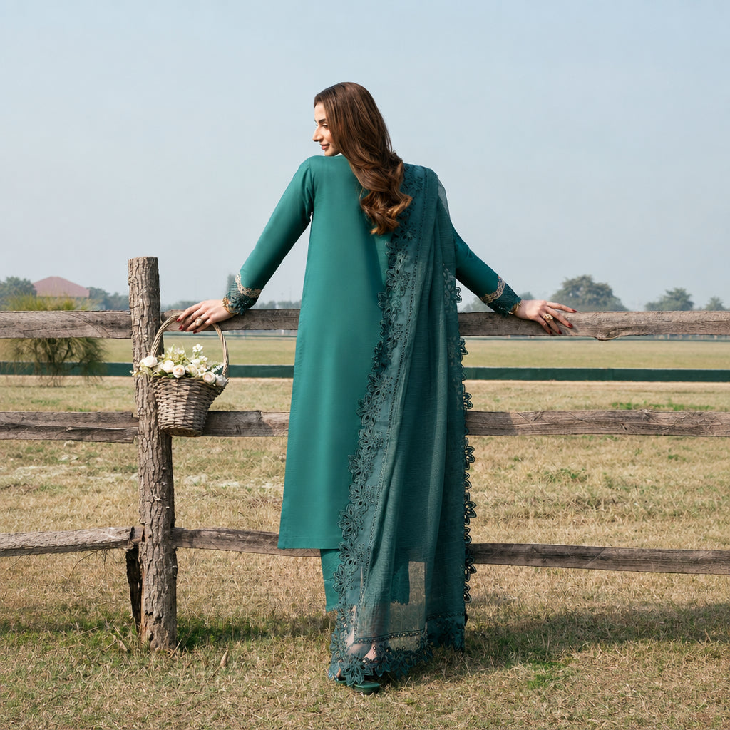 Izel Apparel 3 Piece Unstitched Embroidered Suit Shehnai