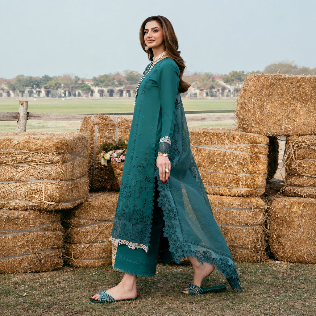 Izel Apparel 3 Piece Unstitched Embroidered Suit Shehnai