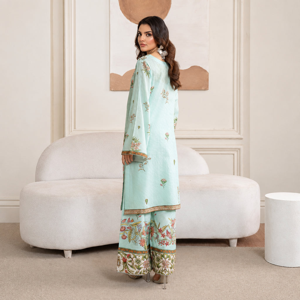 Meerak Stitched 2 Piece Printed Suit - Lotus