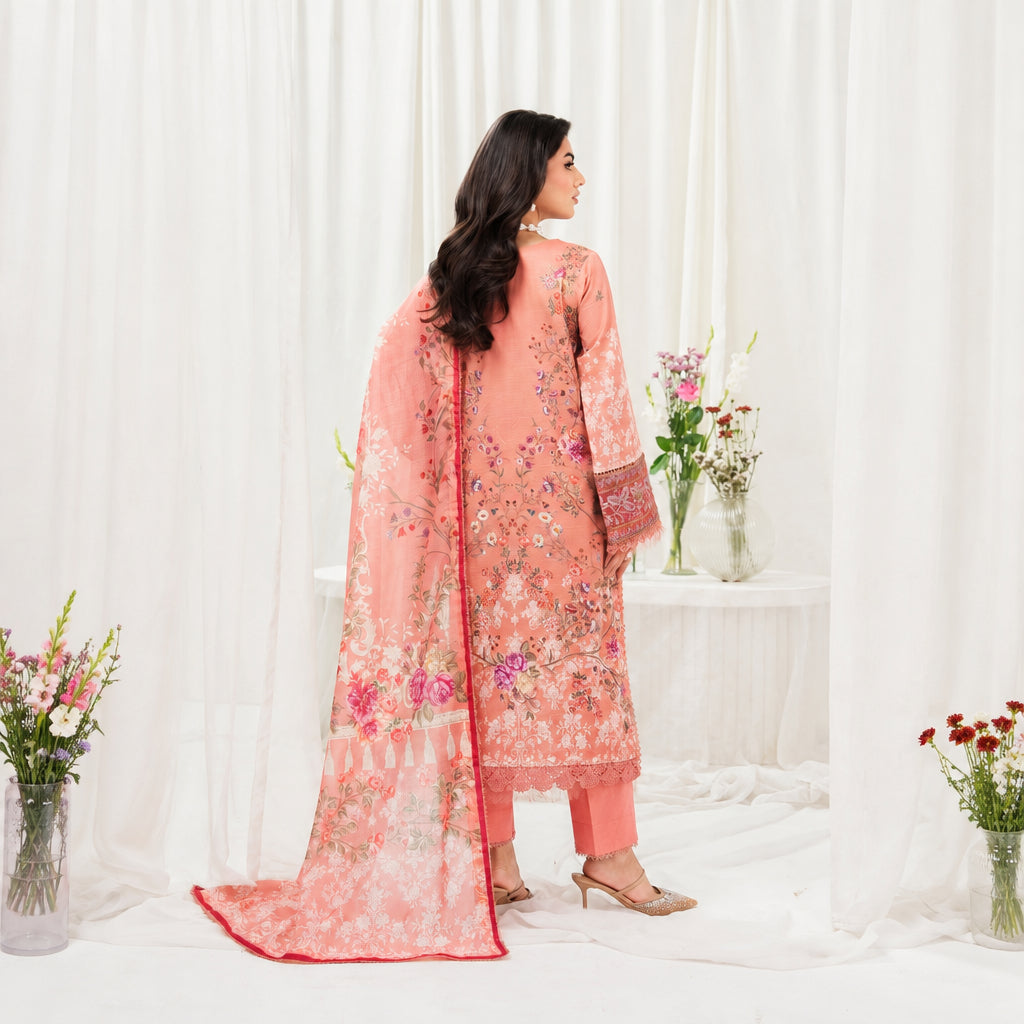Meerak Stitched 3 piece Embroidered Suit - Eva