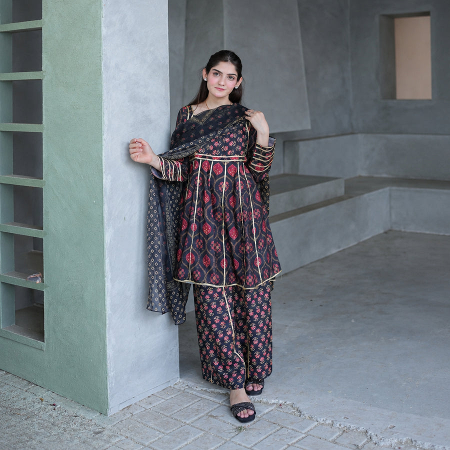 MH Clothing 3 Piece Stitched Causal Wear Suit - Phulkari