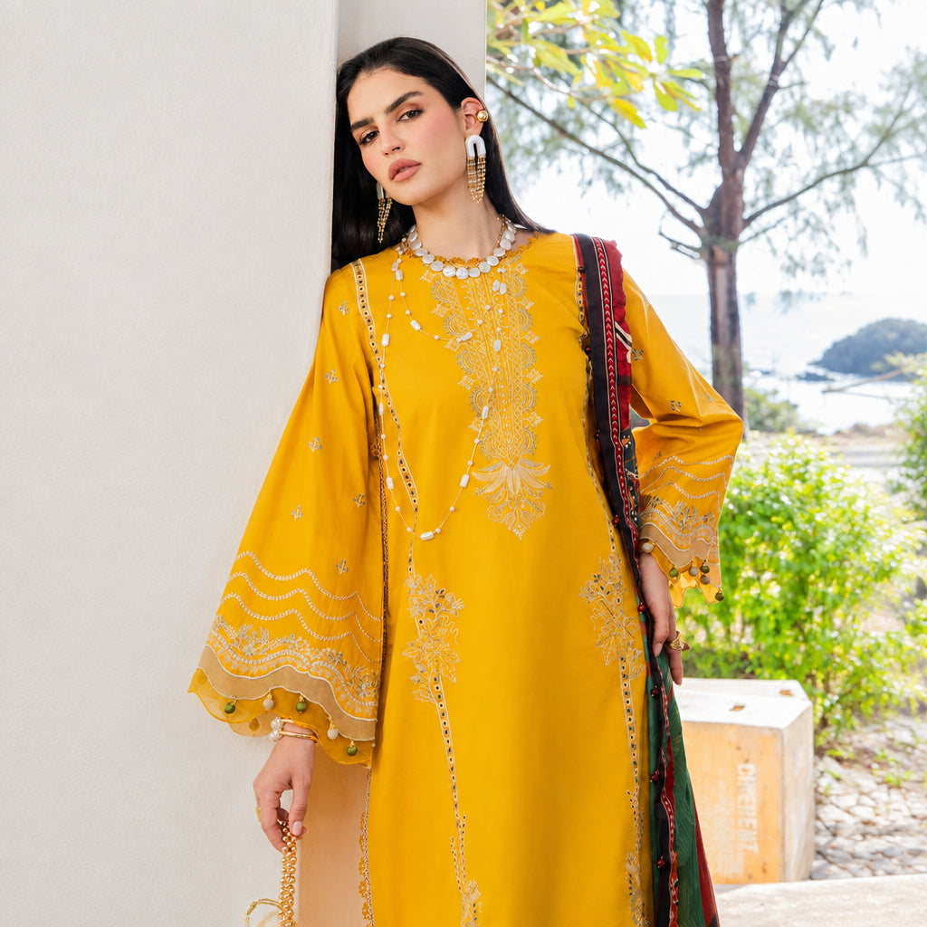 Izel Apparel 3 Piece Unstitched Embroidered Suit Zareen
